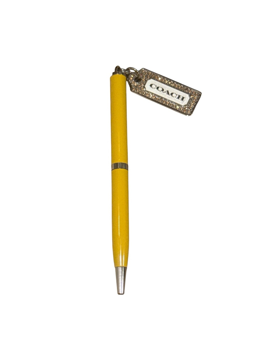 Vintage Coach Yellow Pen w/ Rhinestone Hangtag Charm